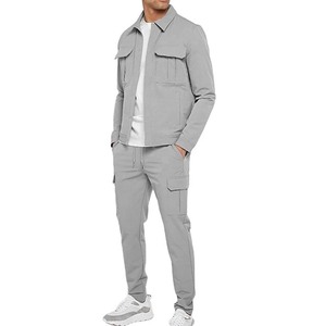 Men's Color Blocking Hooded Tracksuit Set Black Gray Full Sleeve Casual Sportswear with Drawstring Pants and Side Pockets - Product Image 6