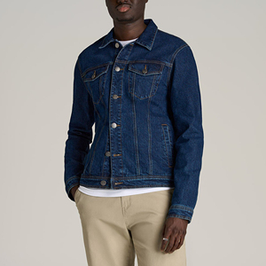 แจ็กเก็ตผ้ายีนส์ของผู้ชายเสื้อแจ็กเก็ตผ้าฝ้าย100% กันลมระบายอากาศสไตล์สตรีทแวร์แบบสั่งทำ - Product Image 4