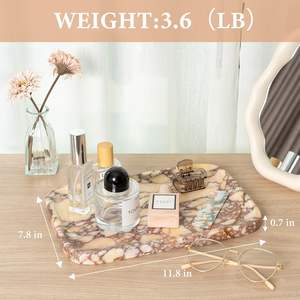 Calacatta Marble <b>Vanity</b> Tray Ceramic Purple & <b>White</b> Bathroom & Living Room Dresser Organizer Multifunction Classic Storage Tray - Product Image 3