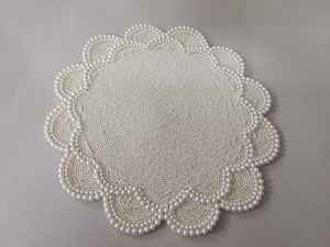 Dessous de verre perlé noir fait à la main de 14 pouces tapis et tampons ronds élégants et élégants pour l'ameublement de la maison - Product Image 2