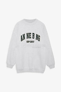 Custom Eco-Friendly Heavy Weight 380g Woven Winter <b>Crewneck</b> Sweatshirts for Women Solid & Embroidered Front - Product Image 5