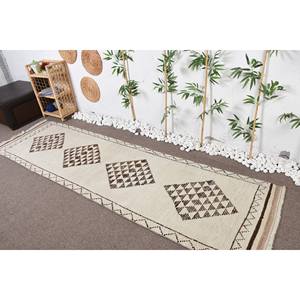Alfombra turca Vintage moderna, Beige, marrón, 3x10,3 pies, área grande de retazos para pasillo, dormitorio, látex de lana para decoración de cabecera - Product Image 1