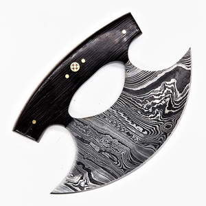 Cuchillo Ulu de Acero de Damasco de Estilo Tradicional, Hecho a Mano para Máxima Resistencia, con Mango de Madera para Cocina Profesional - Product Image 2