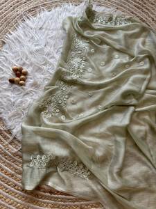 Sari de Moda con Bordado a Mano de Estilo Sencillo y Elegante, Tela de Seda Georgette con Borde de Corte Decorativo y Blusa Combinada para Fiestas - Product Image 5