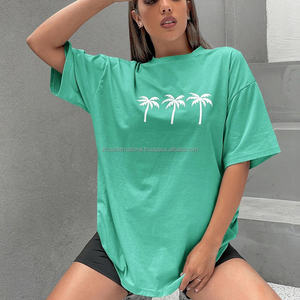 Camiseta de algodón 100% para mujer, venta al por mayor, estampado personalizado, estilo holgado, hombro caído de gran tamaño, tela de punto de secado rápido, diseño liso - Product Image 6