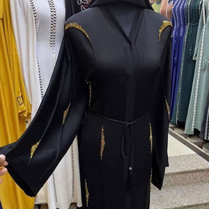 Dubai Beautiful Black Traditional Islamic Clothing for Women Handwork <b>Kaftan</b> Abaya with Long Pants for Muslims - Product Image 1