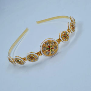 Elegante banda para el cabello joyería de moda para mujer nupcial boda fiesta Festival hecho a mano diseñador étnico venta al por mayor exportación - Product Image 1