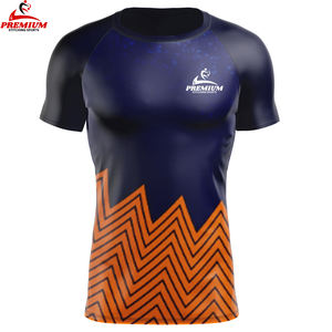 Sublimación de gimnasio de poliéster de alta calidad para hombre, camiseta de compresión deportiva para correr, camiseta Rash Guard - Product Image 4