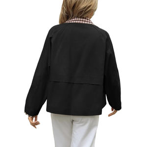 Chaqueta de bombardero lisa de lona de algodón personalizada negra para mujer, chaqueta transpirable de invierno informal para exteriores de nuevo estilo - Product Image 2