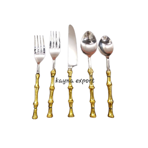 Juego de cubiertos de diseño con acabado en oro y metal personalizado Juego de cubiertos modernos de 4 Nuevo juego de cubiertos de acero de primera calidad de 5 para venta al por mayor - Product Image 3