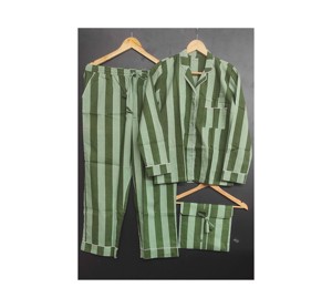 Conjunto de pijamas con estampado de rayas de algodón indio, ropa de dormir suave para mujer, traje de pijama de verano de algodón puro - Product Image 1