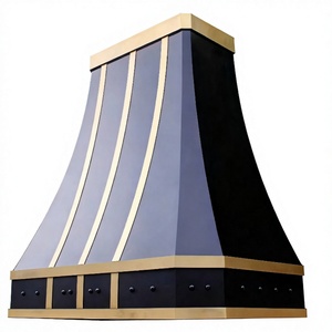 Cappa da Cucina Architettonica di Lusso in Acciaio Inox Nero e Ottone, Montaggio a Parete Personalizzato - Product Image 3