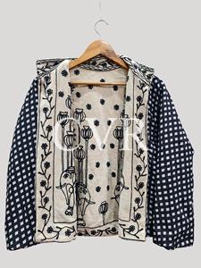 Veste en coton brodée à la main à motifs floraux, col mandarin, manches longues, style chinois, vêtement d'extérieur décontracté pour adultes, tenue de printemps - Product Image 2
