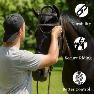 Bride d'équitation de bonne qualité bride de course de chevaux en cuir sans mors nouveauté bride en cuir équitation - Product Image 3