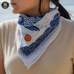 Personalizado 100% algodón liso moda bufanda sin costuras Bandana cuadrado adulto punto y patrón de letras para la temporada de primavera - Product Image 4