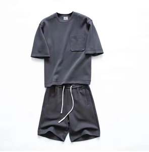 Conjunto de camiseta y pantalones cortos de gofres pesados personalizados para hombre, pantalones cortos y camiseta, conjuntos de camiseta de 2 piezas - Product Image 1