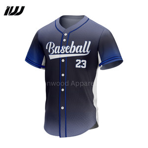 Maillots de baseball personnalisés imprimés par transfert thermique, col en V, boutonné, respirants, maillots de sport - Product Image 2