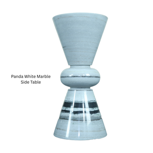 Designer White Marble <b>Side</b> <b>Table</b>/Nightstand Black Veins Modern Handmade Sculptural Pedestal Shape Luxury <b>Bedroom</b> Entry Furniture - Product Image 3