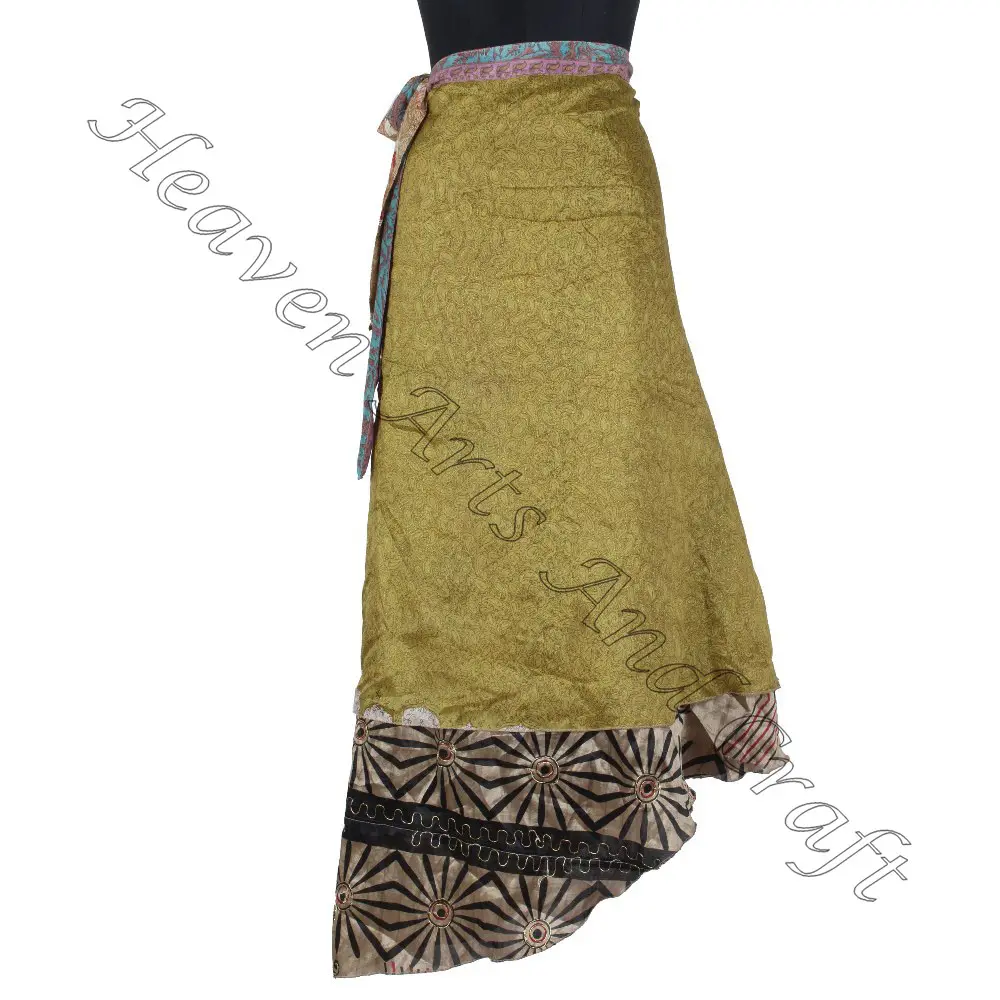 Nuevas faldas de Sari de longitud completa en diferentes colores para ropa de playa rajasthani viejo Sari largo abrigo de seda indio impreso magia