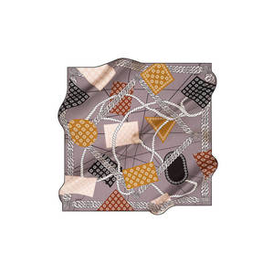 Écharpe en soie à pois imprimée numériquement - Longueur moyenne, soie satinée, motif de chaîne carrée - Product Image 1
