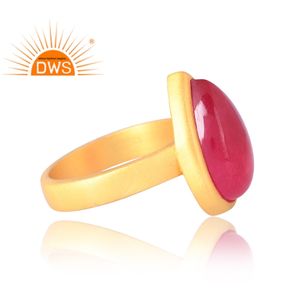 Anillo de piedras preciosas de cuarzo de Aventurina roja Natural chapado en oro de 18 quilates de Plata de Ley 925 más vendido, fabricante de joyería fina Demi - Product Image 4