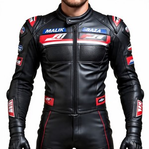 OEM personalizado etiqueta privada traje de cuero de la motocicleta 1,2mm de espesor de cuero de vaca Motocross Biker equipo de seguridad-Malik Raza - Product Image 5