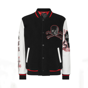 แจ็กเก็ตทีมฟุตบอลสำหรับผู้ชายแจ็คเก็ตหนังปักลายกำมะหยี่แขนเสื้อเบสบอลบอมเบอร์เลตเทอร์แมนแจ็คเก็ตนักศึกษาวิทยาลัย - Product Image 5