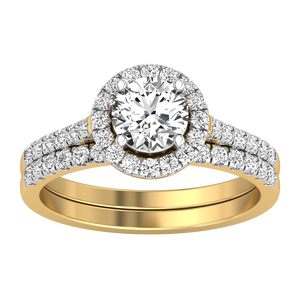 Bague de mariage pour femme en or jaune et blanc 9 carats, diamant de laboratoire de 1,29 carats, clarté VS, couleur EF, taille brillant, bijoux de luxe IGI - Product Image 4