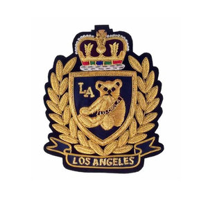 2026 Hot Sale Custom Requirement Logo 100% Bullion Wire Handmade Embroidered Patches Badges <b>Sew</b>-On Fabric - Product Image 2
