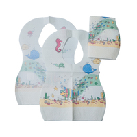 Bavoirs jetables imperméables avec poche récupératrice de miettes, imprimés, en papier PE non tissé, vente en gros