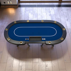 Table de poker pliante Texas Holdem bleue pour 10 joueurs avec accoudoirs rembourrés et porte-gobelets pour les soirées de jeu à domicile et le plaisir au casino - Product Image 3