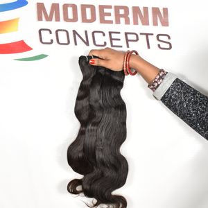 Paquets de vague de corps indiens vierges bon marché, cheveux humains non transformés de temple de couleur brillante naturelle, y compris une perruque frisée et crépue à vagues profondes - Product Image 6