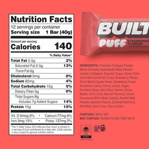 BUILT <b>Bar</b> Puff Protein <b>Bars</b> - Strawberries 'N Cream - 12 Count - Product Image 3