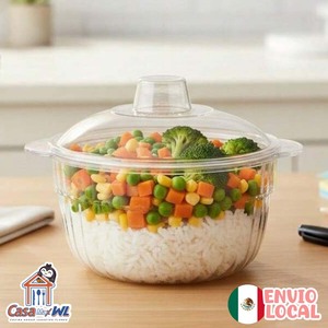 CASAMAX WL AA-1798 Envase Redondo de Plástico Elegante para Alimentos con Tapa, Apto para Lavavajillas, Uso Moderno en Cocina 1.5L - Product Image 1