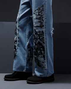 Nuevos Parches Bordados Personalizados, Pantalones de Lona Transpirable, Lavado Claro, Corte Recto, Cintura Alta, Ajuste Regular, Estilo Vintage, Ecológicos - Product Image 4