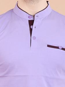 Camiseta de media manga con cuello mandarín para hombre de primera calidad, ropa informal cómoda de algodón 100% para trajes diarios y oficina - Product Image 3