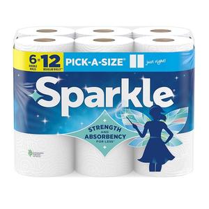 Nouvelles serviettes en papier Sparkles Pick-A-Size, 6 rouleaux doubles (660 feuilles) - Serviettes résistantes à 2 plis pour le nettoyage de la cuisine et les salissures quotidiennes - Product Image 1