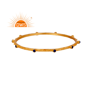 Hot Selling Sterling 18K <b>Gold</b> Plated Natural Blue Sapphire Gemstone <b>Bangle</b> Custom Jewelry Manufacturer - Product Image 3