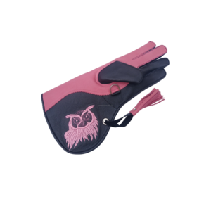 RehexImpex 2026 (35cm) Gants de fauconnerie roses en cuir de vachette double couche avec broderie hibou, longs gants de protection pour la manipulation des oiseaux - Product Image 2