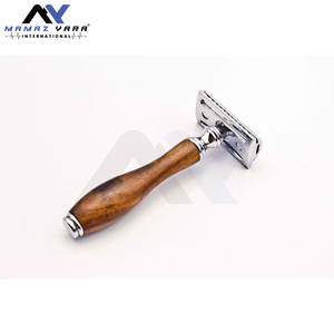 Rasoir de sécurité à double tranchant de qualité supérieure nouveau Style rasoir de rasage en acier inoxydable manche en bois classique rasage humide rasage de près lisse - Product Image 6
