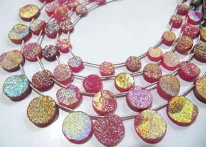 Ágata recubierta de Titanio Natural Rosa Druzy forma redonda Briolette cuentas fabricación de joyas hebra de cuentas de 10 pulgadas de largo - Product Image 2