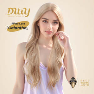 Calantha 28 Inch Wavy Blonde Glueless Synthetic Wig DWY New Design Filter Lace for Women Loose Wave Style - Product Image 5