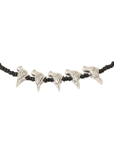 Tobillera con dije de pájaro con cuentas negras para mujer, joyería minimalista para el pie en tono plateado - Product Image 3