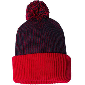 Bonnet en acrylique pompon en gros, bonnet personnalisé avec logo brodé sur le revers, bonnet ample et décontracté avec logo brodé - Product Image 5