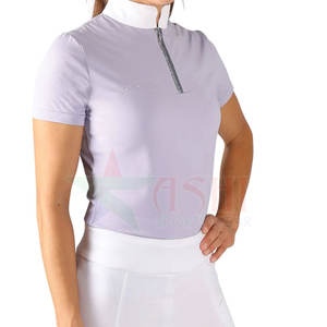 Chemise de compétition équestre haut de gamme pour femmes, imperméable, coupe-vent, en spandex/polyester, avec fermeture éclair - Product Image 5