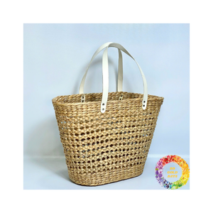 Sac de plage naturel en jonc de mer sac à main en paille durable avec poche intérieure pour les vacances à la plage pique-nique en plein air et la mode quotidienne - Product Image 5