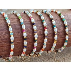 <b>Gold</b> Plated Fashion <b>Bracelet</b> with Colorful <b>Beads</b> and Pearl Style Resale Perfect - Product Image 2