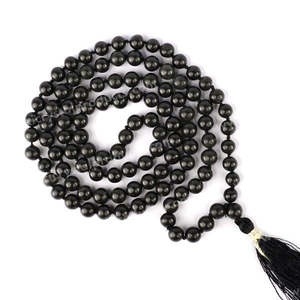 Collier Mala en Agate Noire Naturelle, Bijou en Pierre Précieuse pour la Protection et la Terrement - Product Image 2