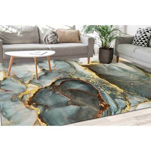 Tapis en marbre vert et or : Tapis d'appoint moderne antidérapant, tapis en chenille - Product Image 1