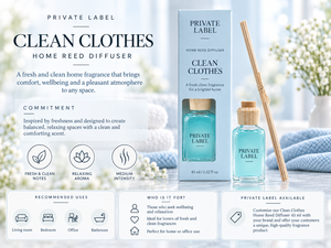Diffuseur de parfum pour vêtements Clean Clothes en flacon de 45 ml, marque privée |   Parfum d'ambiance frais et propre pour la maison |   Fabricant OEM Espagne - Product Image 3